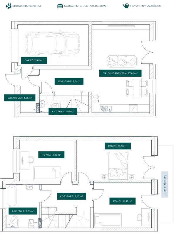 dom szeregowy, 4 pokoje Kaputy. Zdjęcie 5