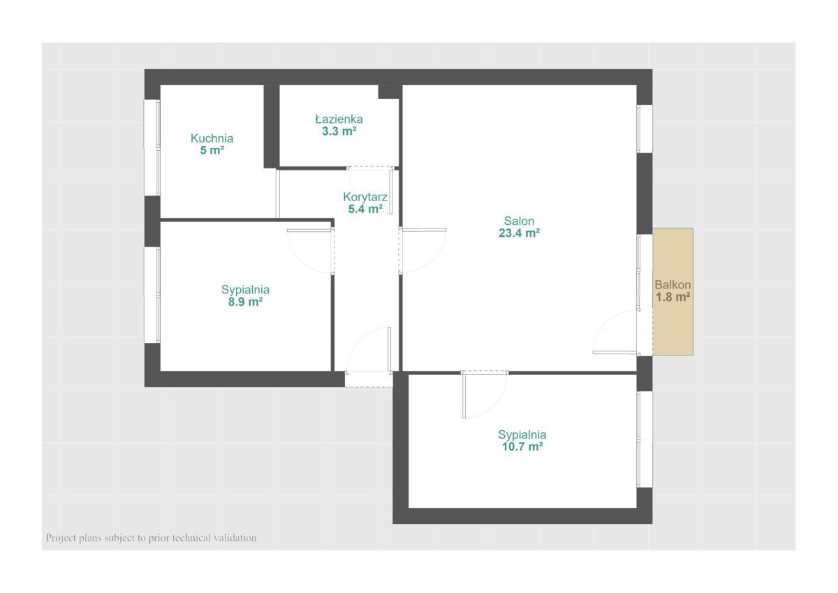 Mieszkanie 3-pokojowe Konin, ul. Kolejowa. Zdjęcie 12