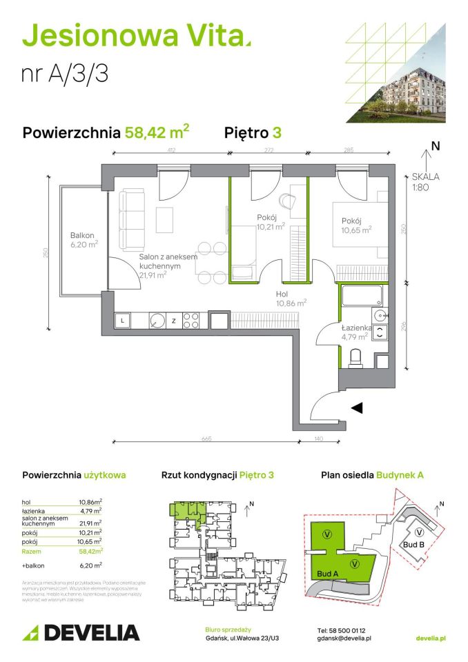 Mieszkanie 3-pokojowe Gdańsk Wrzeszcz, ul. Jesionowa. Zdjęcie 6