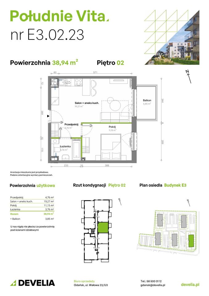 Mieszkanie 2-pokojowe Gdańsk Orunia Górna, ul. Kazimierza Wielkiego. Zdjęcie 7