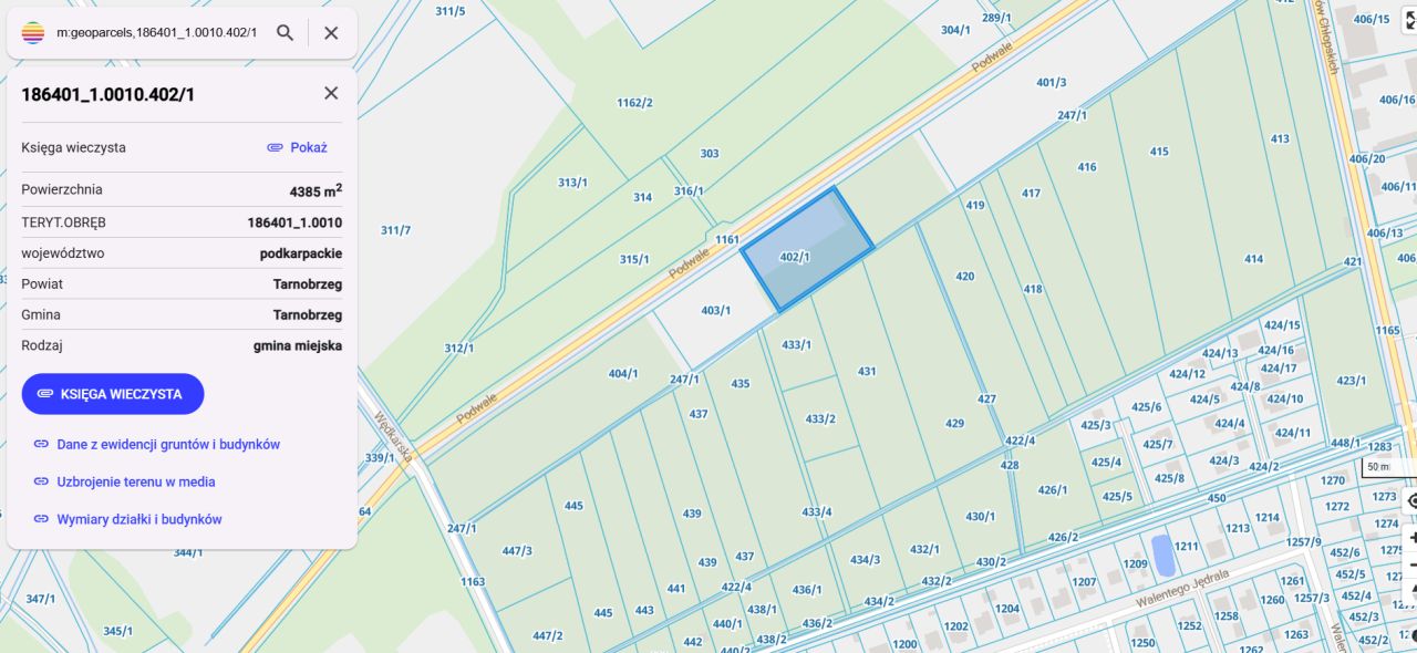 Działka inwestycyjna Tarnobrzeg Zakrzów, ul. Podwale