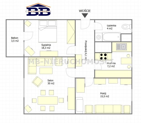 Mieszkanie 3-pokojowe Olsztyn Zatorze, ul. Stanisława Moniuszki. Zdjęcie 15
