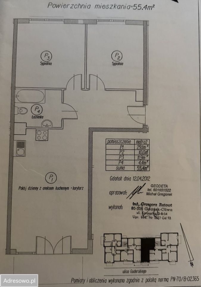 Mieszkanie 3-pokojowe Gdańsk Jasień, ul. Kazimierza Leskiego. Zdjęcie 17