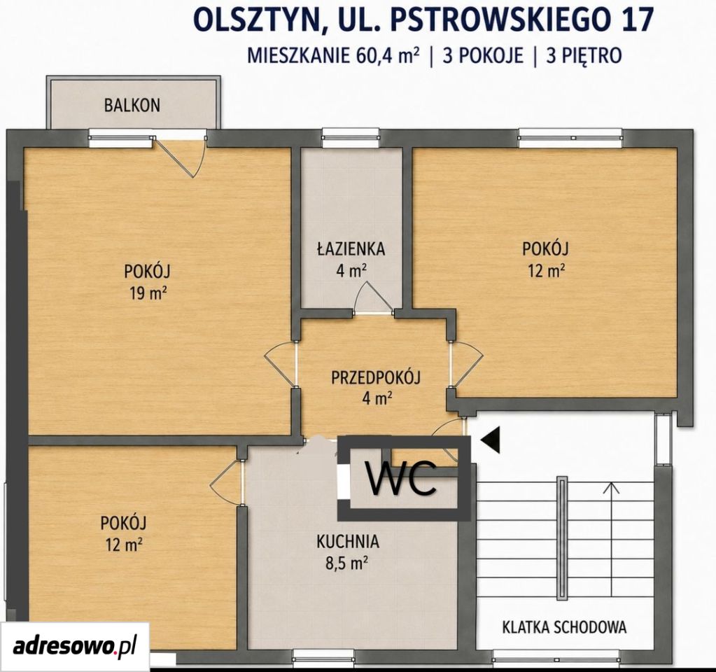 Mieszkanie 3-pokojowe Olsztyn Kormoran, ul. Wincentego Pstrowskiego. Zdjęcie 11