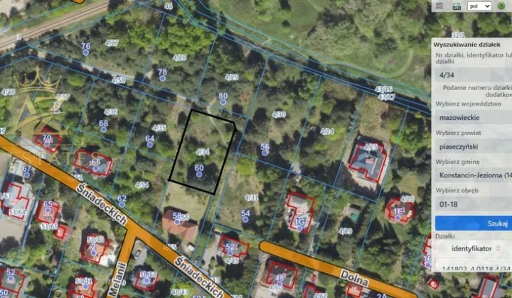 Działka budowlana Konstancin-Jeziorna, ul. Śniadeckich