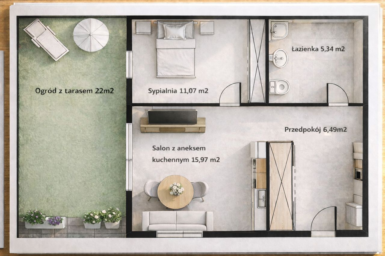 Mieszkanie 2-pokojowe Gdynia Dąbrowa, ul. Zbigniewa Kupca. Zdjęcie 17