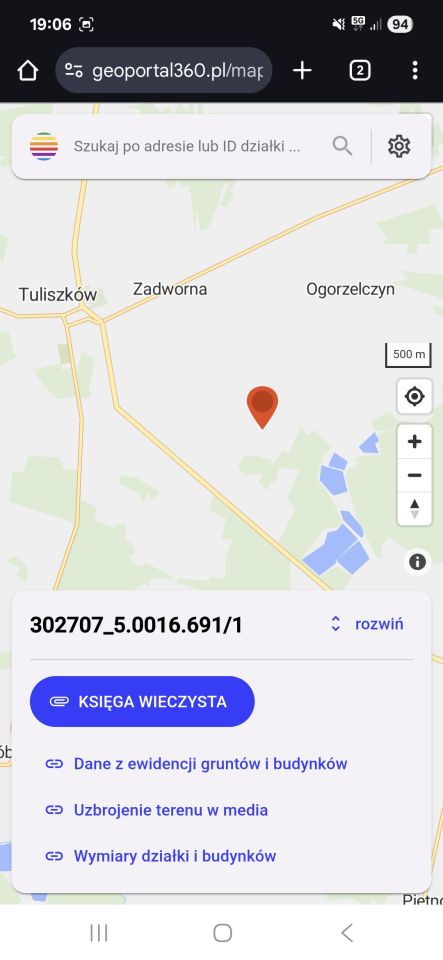 Działka rolna Wymysłów