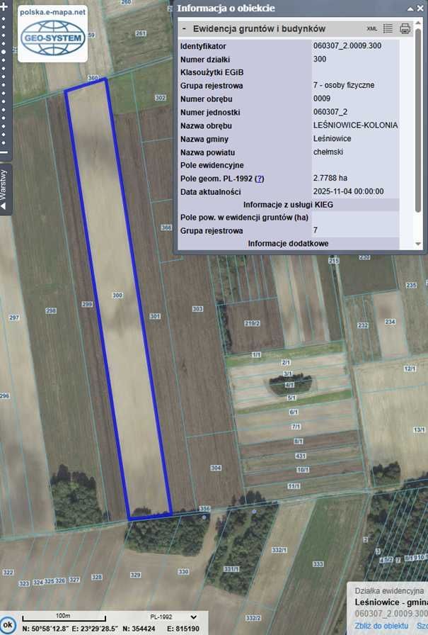 Działka rolna Leśniowice-Kolonia