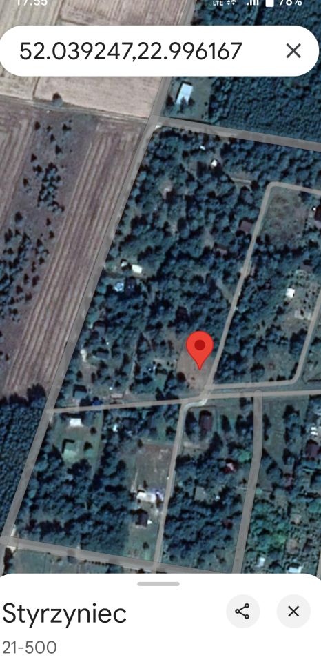 Działka rod Styrzyniec Kolonia Styrzyniecka, ul. Ogrodowa