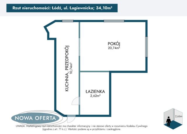 Mieszkanie 1-pokojowe Łódź Bałuty, ul. Łagiewnicka. Zdjęcie 12