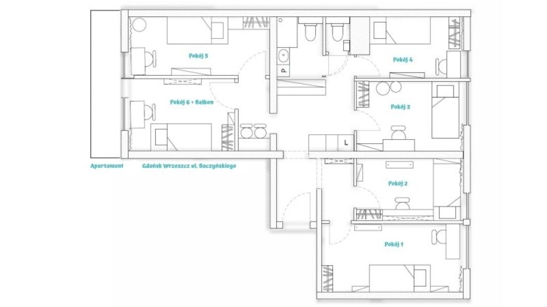 Mieszkanie 6-pokojowe Gdańsk Wrzeszcz, ul. Krzysztofa Kamila Baczyńskiego. Zdjęcie 20