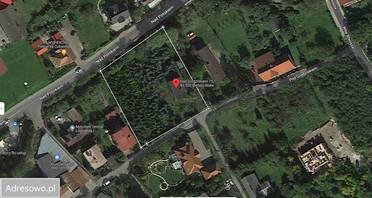 Działka budowlana Bielsko-Biała Stare Bielsko, ul. Pod Grodziskiem