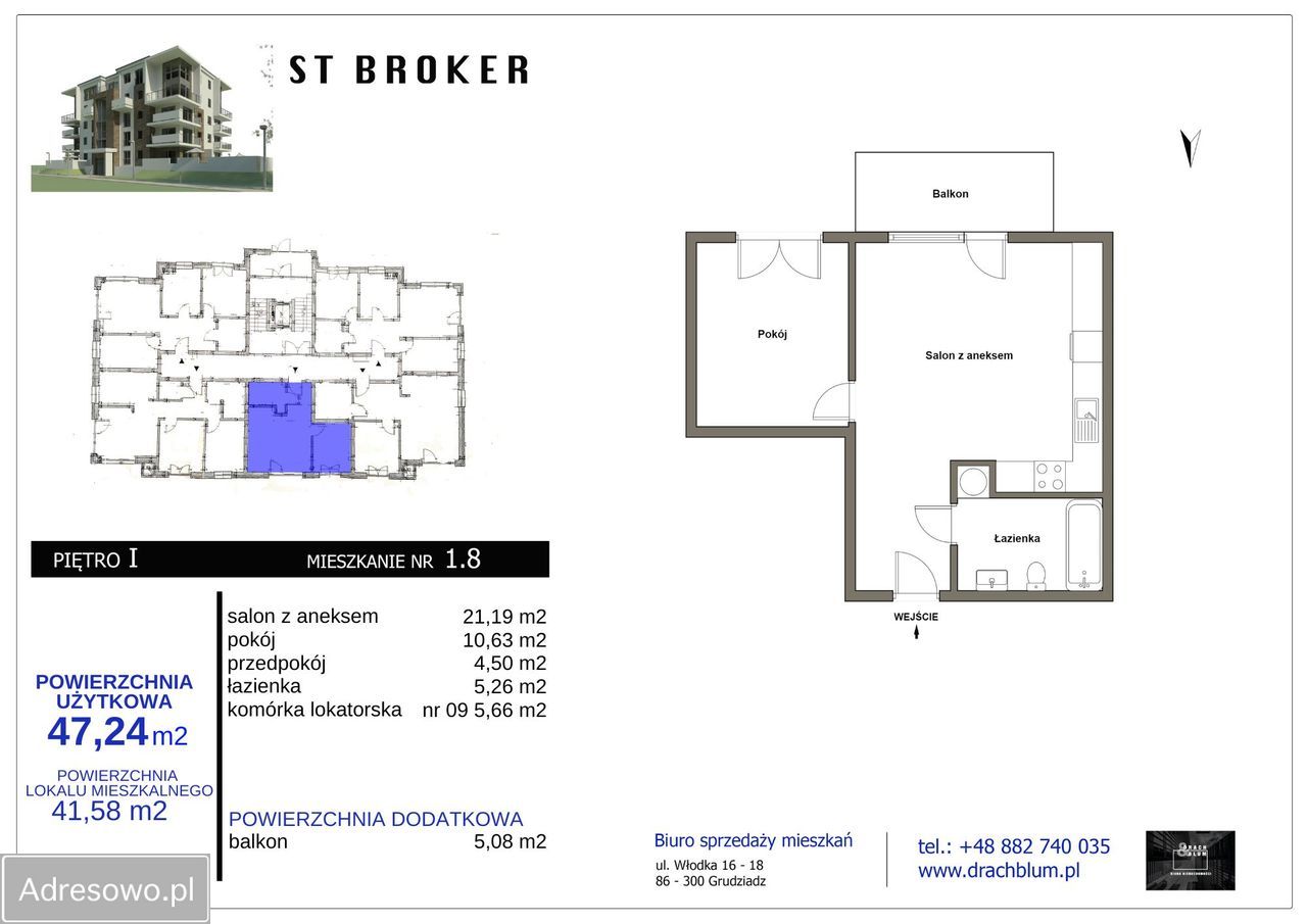 Mieszkanie 2-pokojowe Grudziądz, ul. gen. Józefa Kustronia. Zdjęcie 12