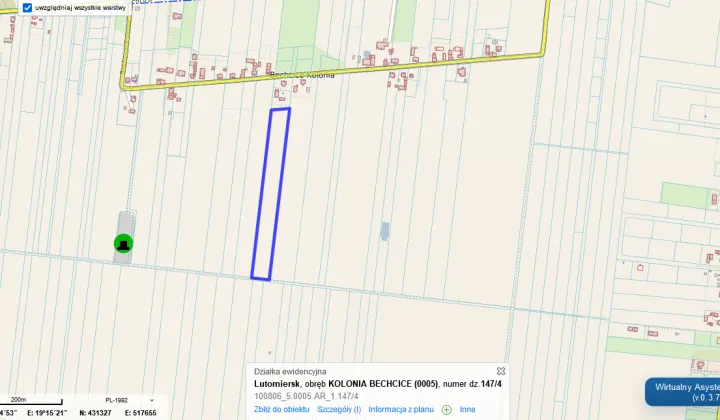 Działka rolna Bechcice-Kolonia