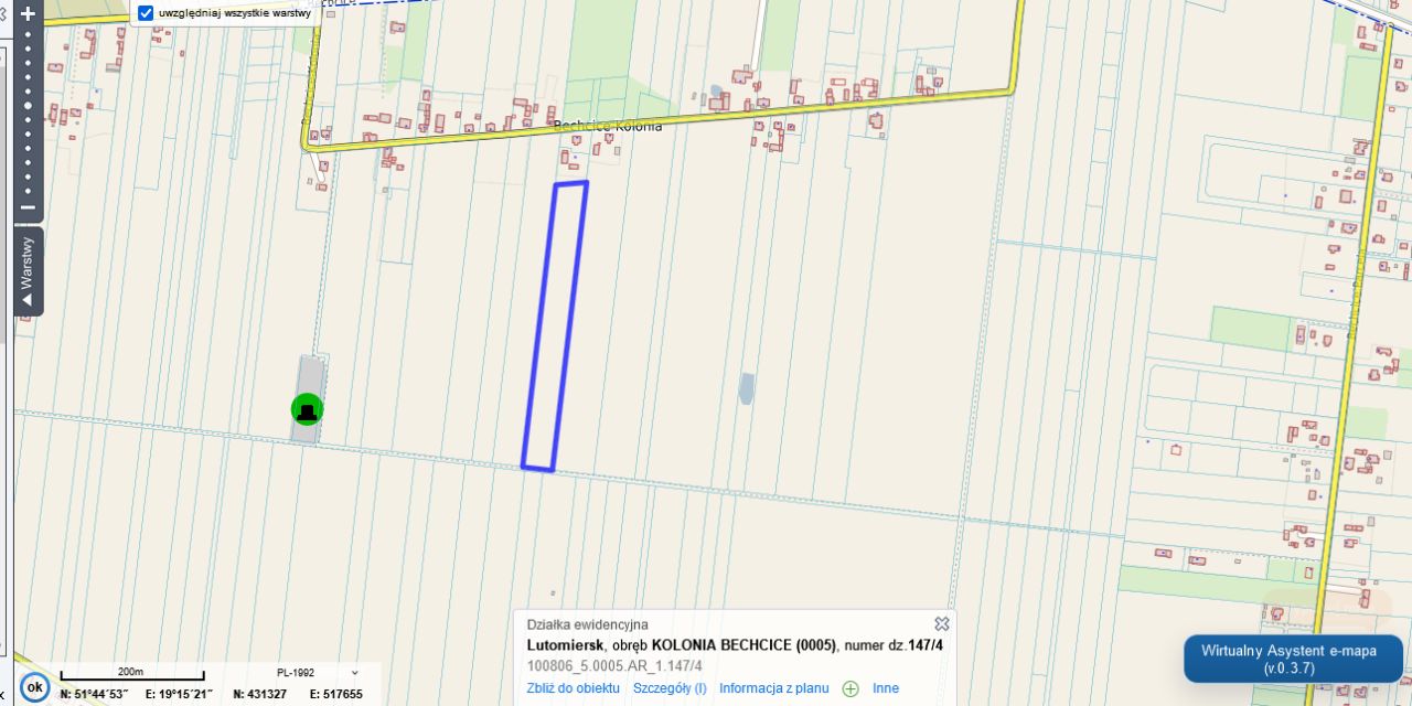 Działka rolna Bechcice-Kolonia. Zdjęcie 1