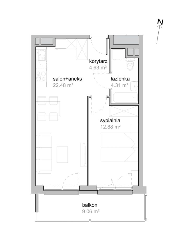 Mieszkanie 2-pokojowe Wrocław Tarnogaj, ul. Piękna. Zdjęcie 7