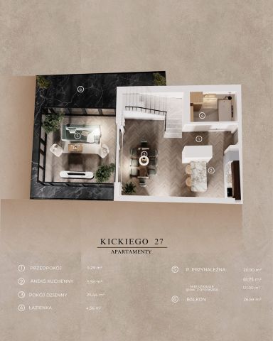 Mieszkanie 3-pokojowe Warszawa Praga-Południe, ul. Ludwika Kickiego. Zdjęcie 3