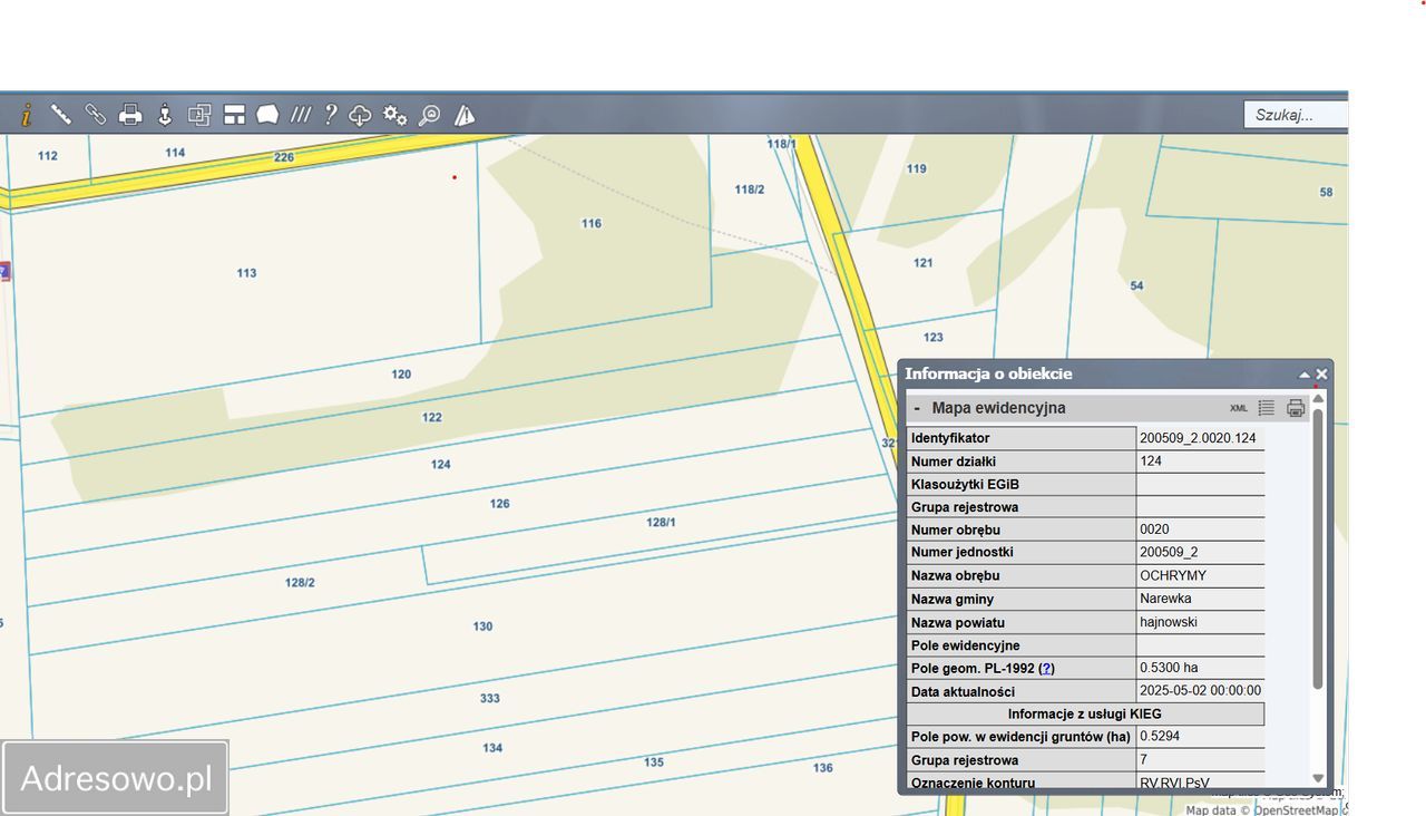 Działka rekreacyjna Ochrymy