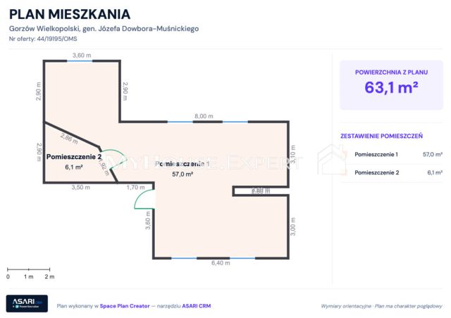 Mieszkanie 1-pokojowe Gorzów Wielkopolski, ul. gen. Józefa Dowbora-Muśnickiego. Zdjęcie 8