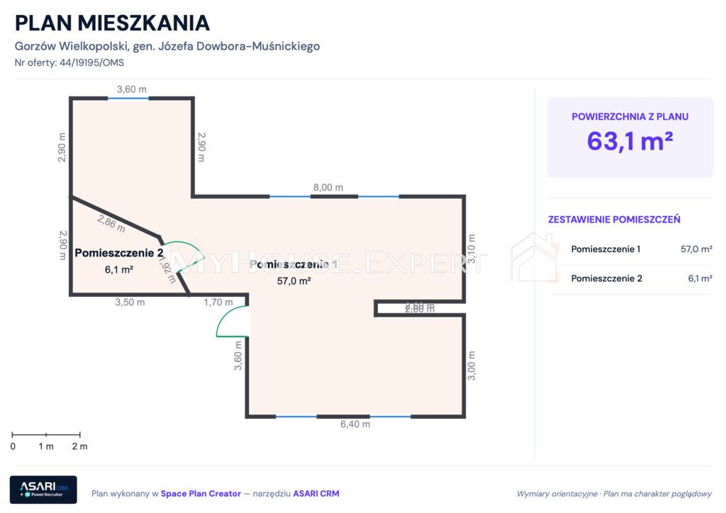 Mieszkanie 1-pokojowe Gorzów Wielkopolski, ul. gen. Józefa Dowbora-Muśnickiego. Zdjęcie 8