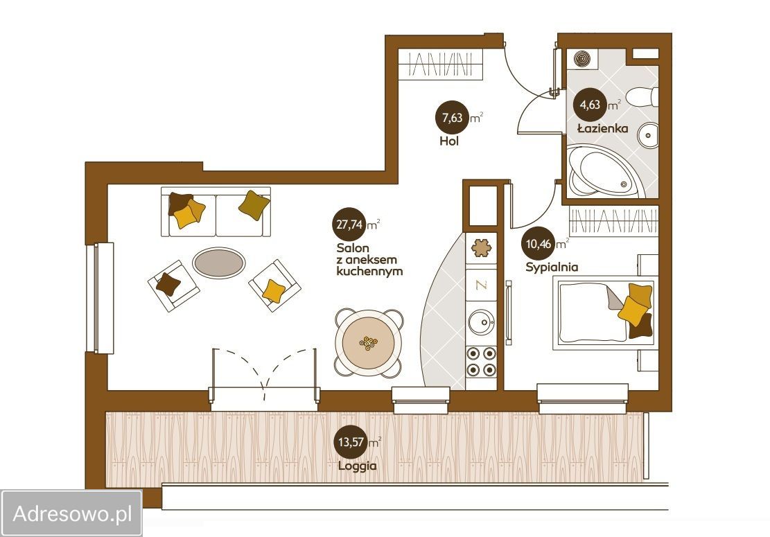 Mieszkanie 2-pokojowe Warszawa Wilanów, al. Rzeczypospolitej. Zdjęcie 8