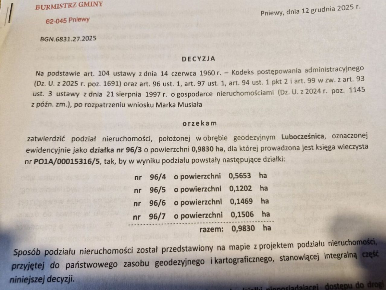 Działka budowlana Lubocześnica. Zdjęcie 3