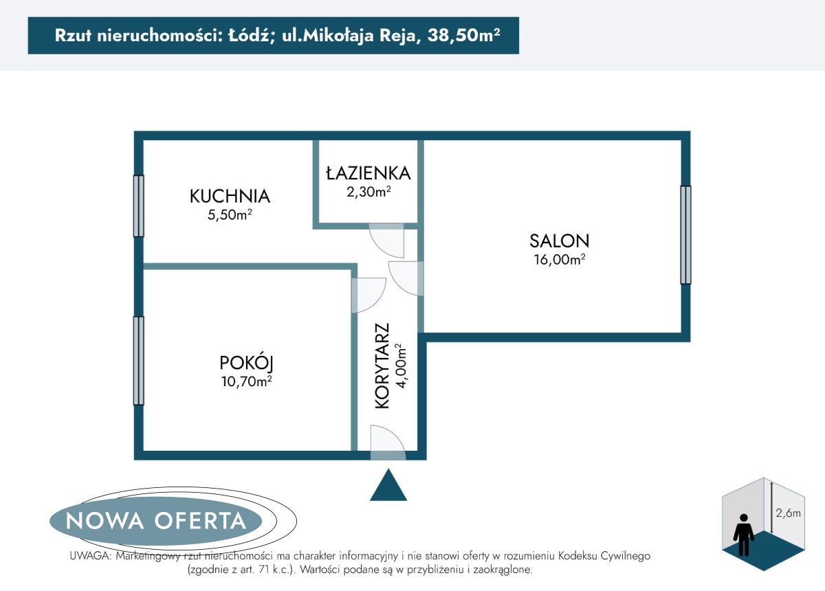 Mieszkanie 2-pokojowe Łódź Bałuty, ul. Mikołaja Reja. Zdjęcie 19
