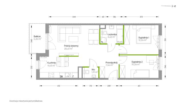 Mieszkanie 3-pokojowe Kraków Czyżyny, ul. Romana Ciesielskiego. Zdjęcie 14