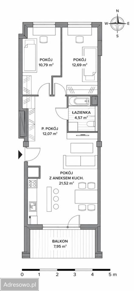 Mieszkanie 3-pokojowe Katowice Muchowiec, ul. gen. Kazimierza Pułaskiego. Zdjęcie 7