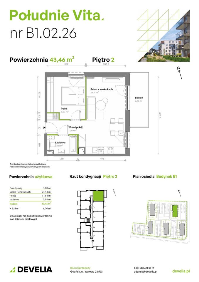 Mieszkanie 2-pokojowe Gdańsk Orunia Górna, ul. Kazimierza Wielkiego. Zdjęcie 7
