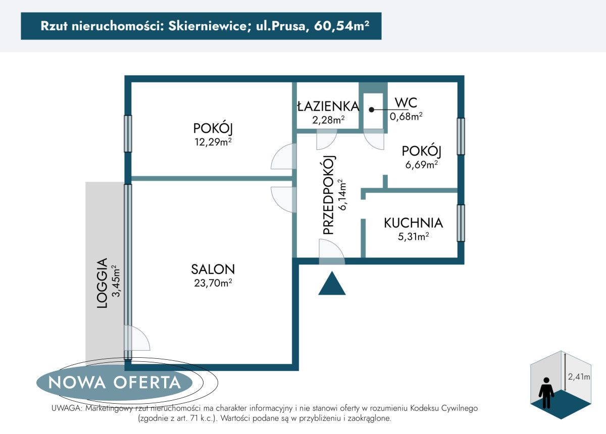 Mieszkanie 3-pokojowe Skierniewice, ul. Bolesława Prusa. Zdjęcie 22