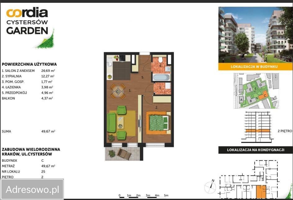 Mieszkanie 2-pokojowe Kraków Grzegórzki, ul. Cystersów. Zdjęcie 16
