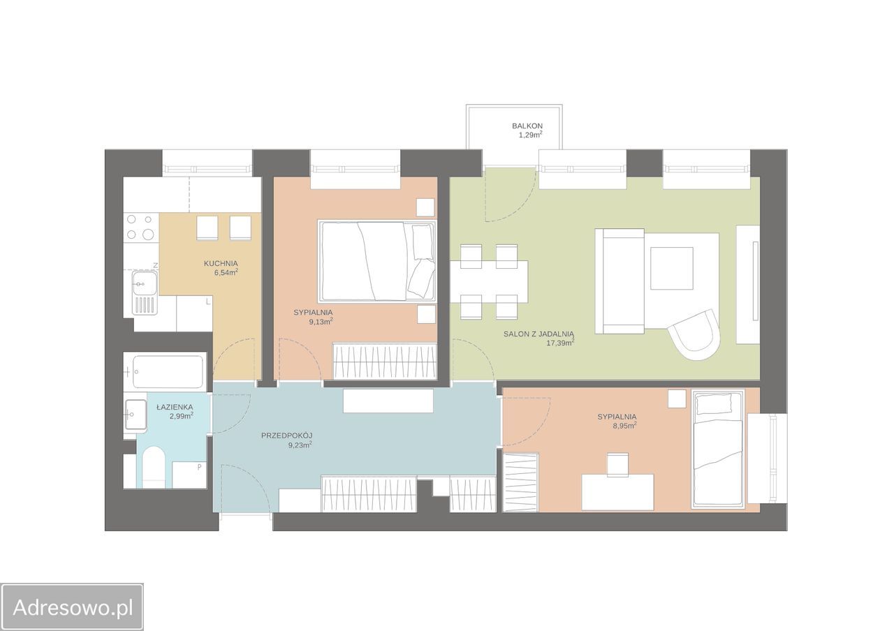 Mieszkanie 3-pokojowe Olsztyn Zatorze, ul. Jagiellońska. Zdjęcie 3