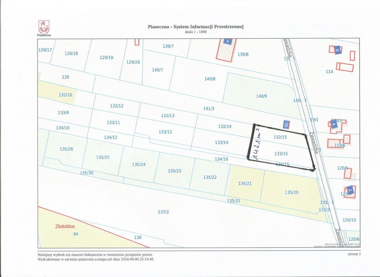 Działka budowlana Wólka Pracka Zawady, ul. Zawadzka