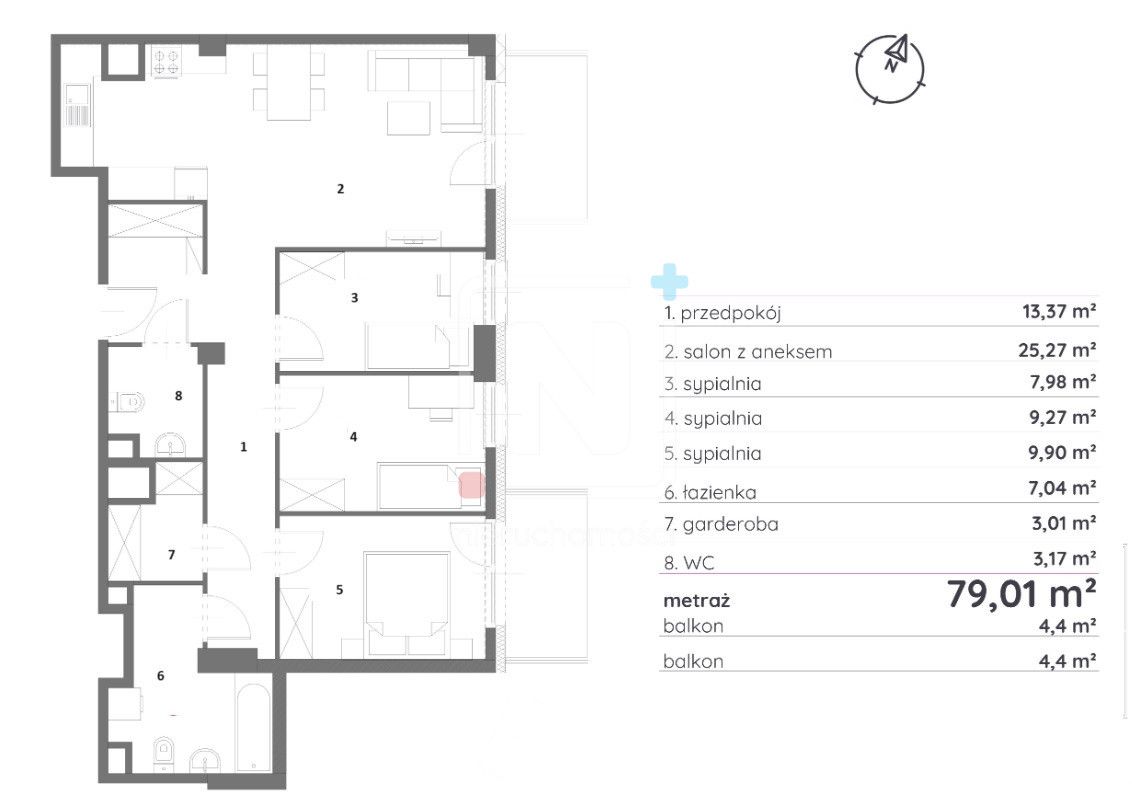 Mieszkanie 4-pokojowe Łódź Koziny. Zdjęcie 7