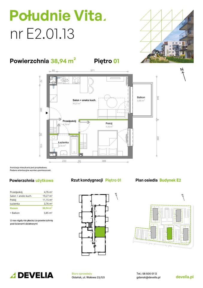 Mieszkanie 2-pokojowe Gdańsk Orunia Górna, ul. Kazimierza Wielkiego. Zdjęcie 7