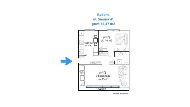 Mieszkanie 2-pokojowe Radom Gołębiów, ul. Sienna. Zdjęcie 3