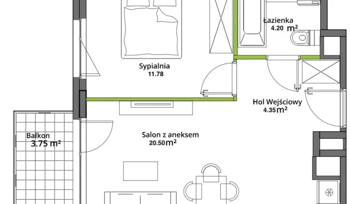 Mieszkanie 2-pokojowe Warszawa Praga-Południe, ul. Iławska