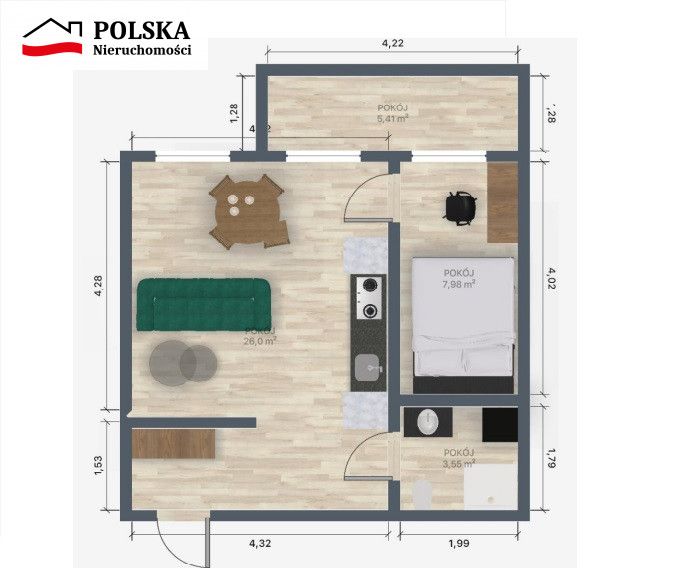 Mieszkanie 2-pokojowe Toruń Bydgoskie Przedmieście, ul. Adama Mickiewicza