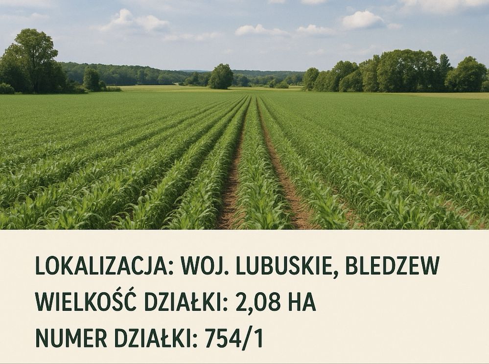 Działka rolna Bledzew