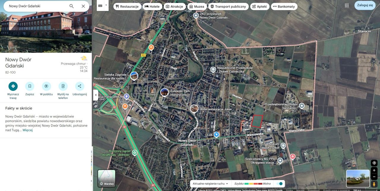 Działka budowlana Nowy Dwór Gdański Centrum, ul. Warszawska