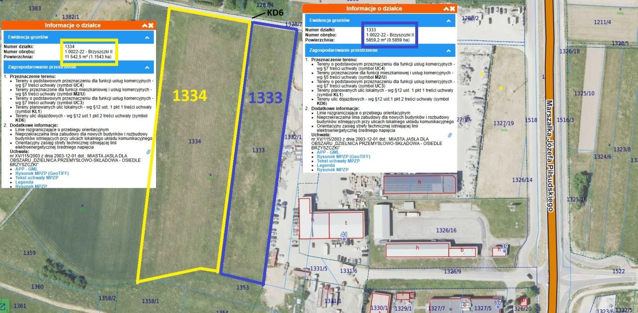 Działka inwestycyjna Jasło Brzyszczki, ul. Marszałka Józefa Piłsudskiego