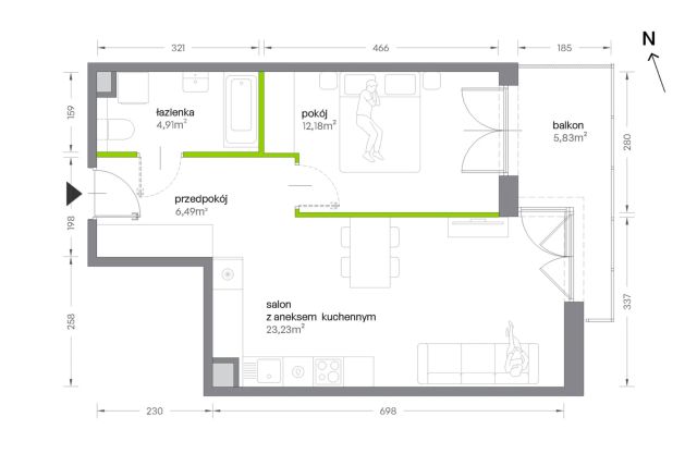 Mieszkanie 2-pokojowe Kraków Krowodrza, ul. Żabiniec. Zdjęcie 7
