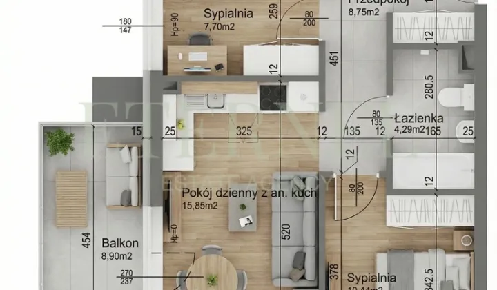 Mieszkanie 3-pokojowe Kraków Czyżyny, ul. Śliwkowa