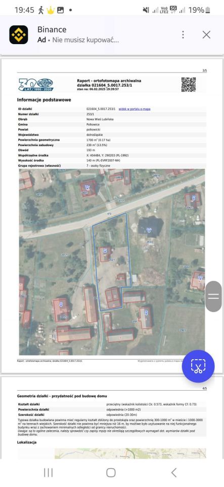 Działka budowlana Nowa Wieś Lubińska. Zdjęcie 2