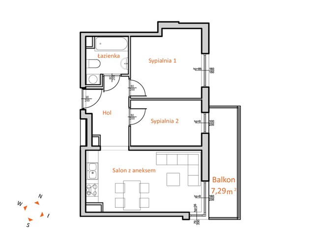Mieszkanie 3-pokojowe Kraków, ul. Białoprądnicka. Zdjęcie 3