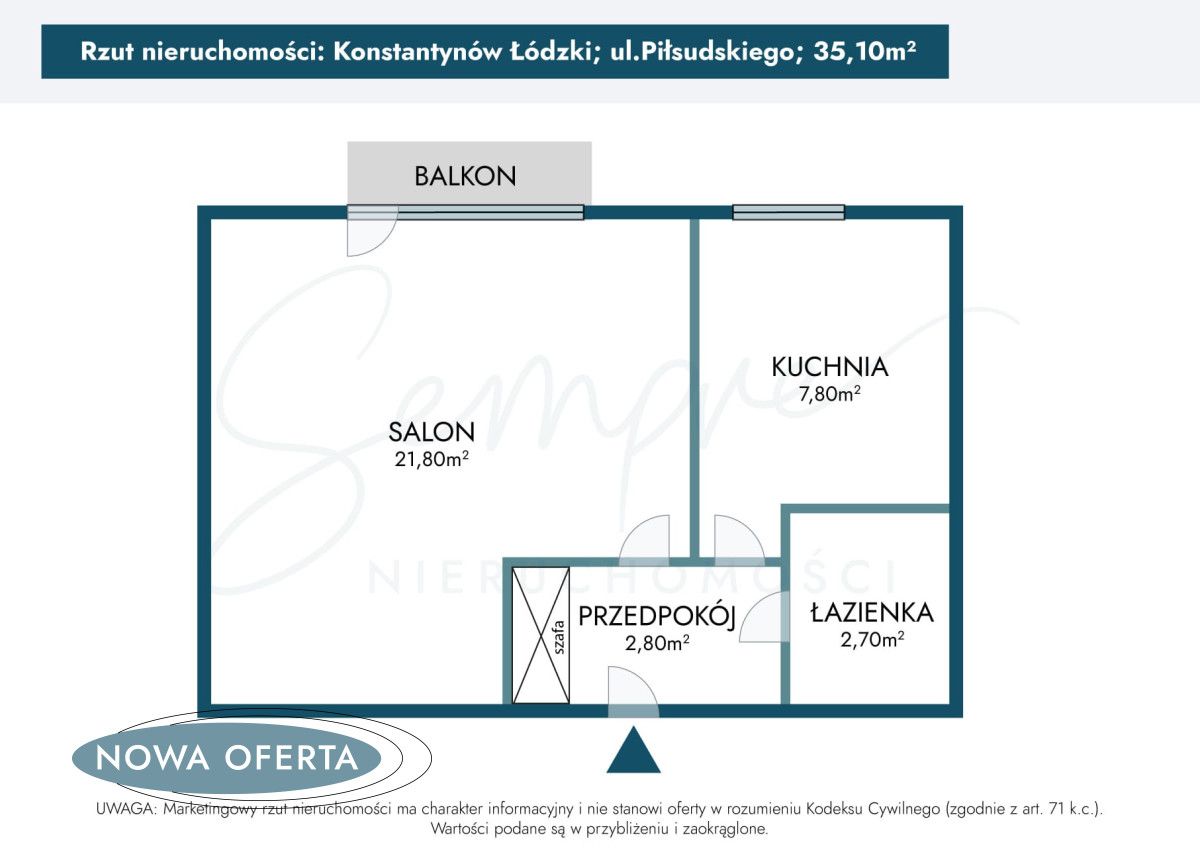 Mieszkanie 1-pokojowe Konstantynów Łódzki, ul. marsz. Józefa Piłsudskiego. Zdjęcie 18