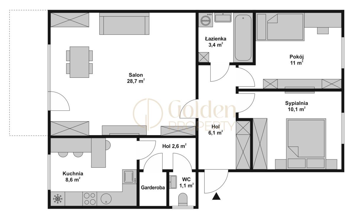Mieszkanie 3-pokojowe Gdynia Karwiny, ul. Stanisławy Fleszarowej-Muskat. Zdjęcie 18
