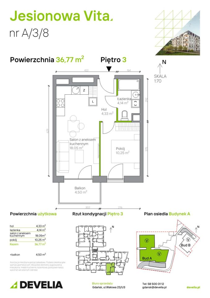 Mieszkanie 2-pokojowe Gdańsk Wrzeszcz, ul. Jesionowa. Zdjęcie 6