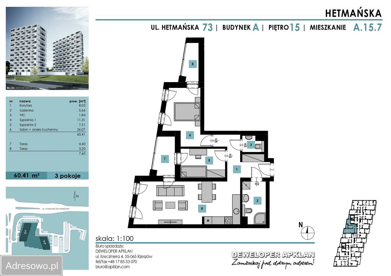 Mieszkanie 3-pokojowe Rzeszów, ul. Hetmańska. Zdjęcie 6